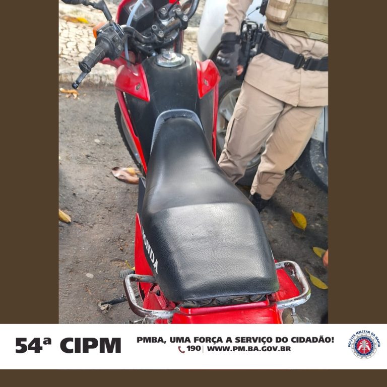 PM apreende moto com chassi e motor adulterados no centro de Campo Formoso
